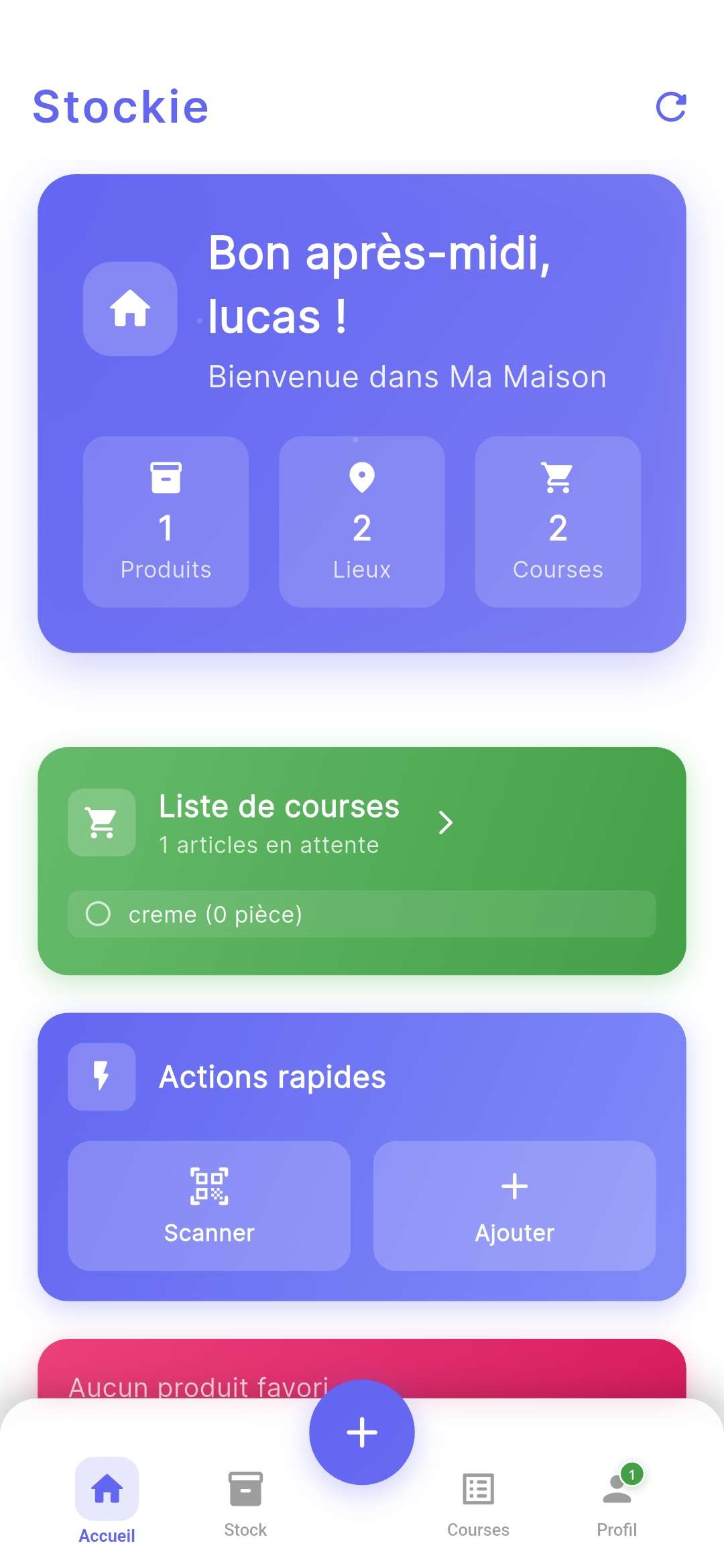 Aperçu de l’app Stockie
