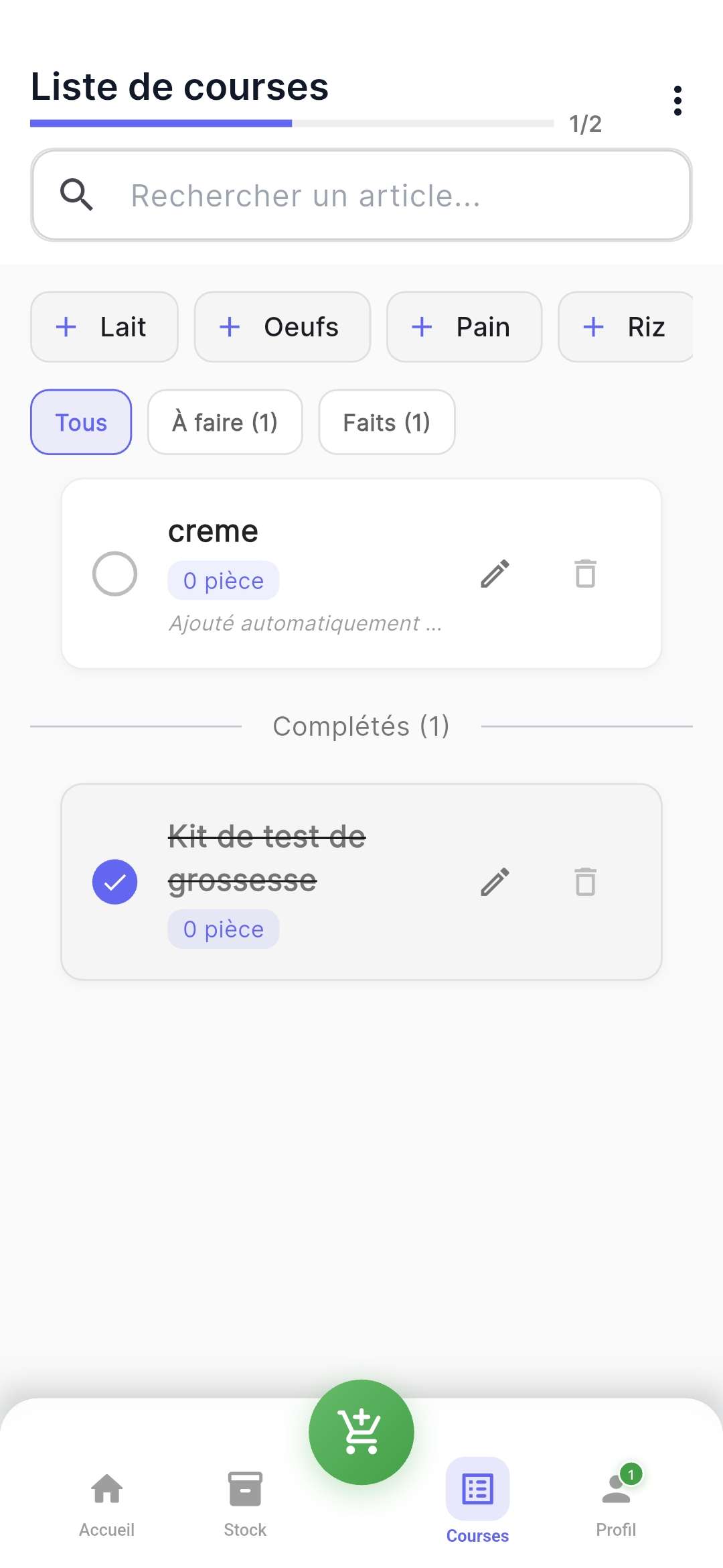 Liste de courses