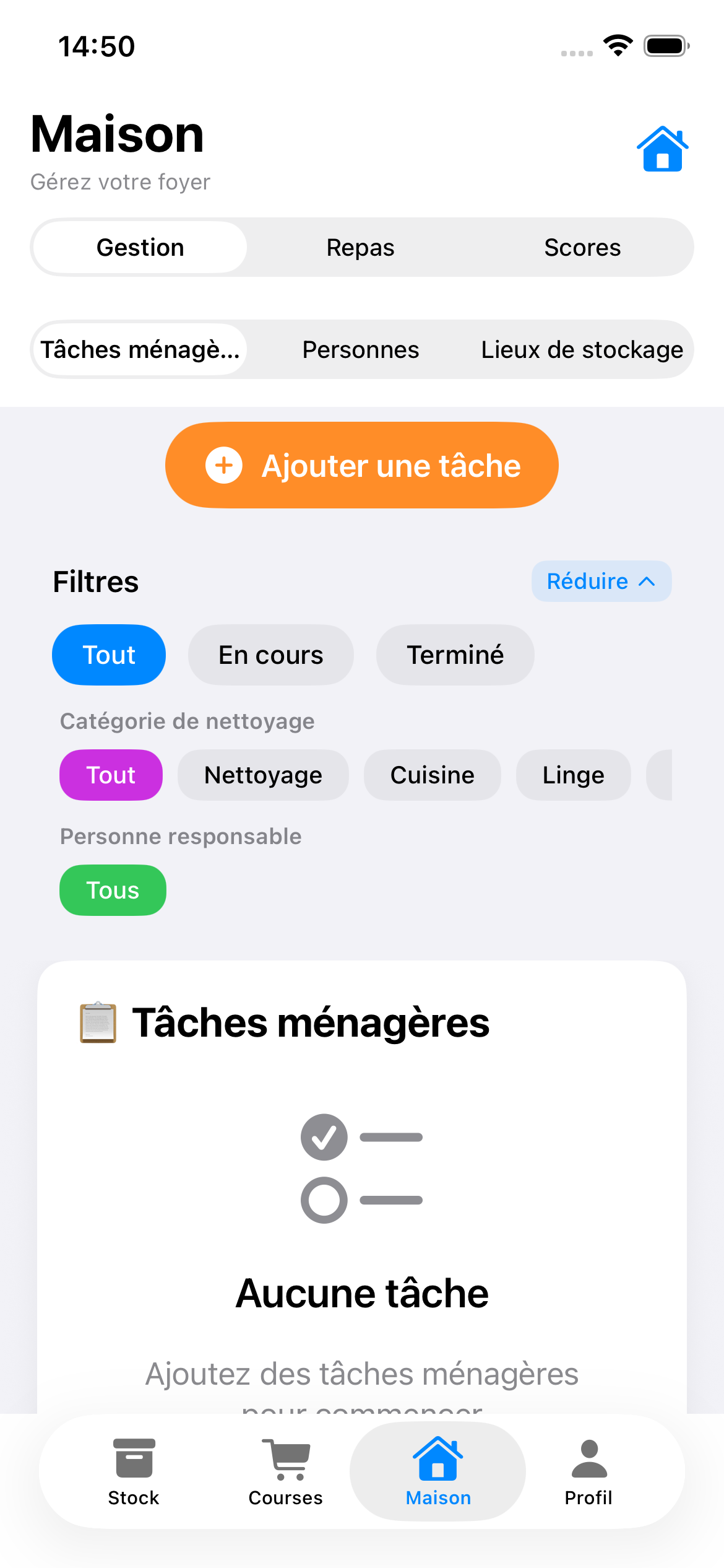 Tâches ménagères Stockie